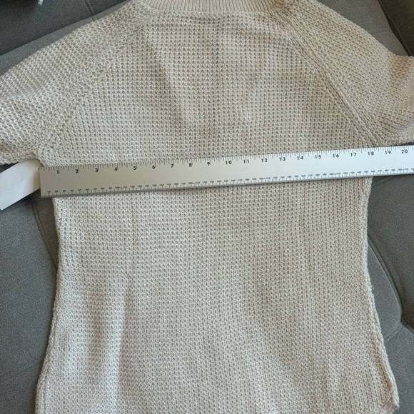 Nordstrom RDI Waffle Knit 1/4 Zip Mock Neck Sweater Oatmeal Tan NWT NEW beige XS - Picture 8 of 10